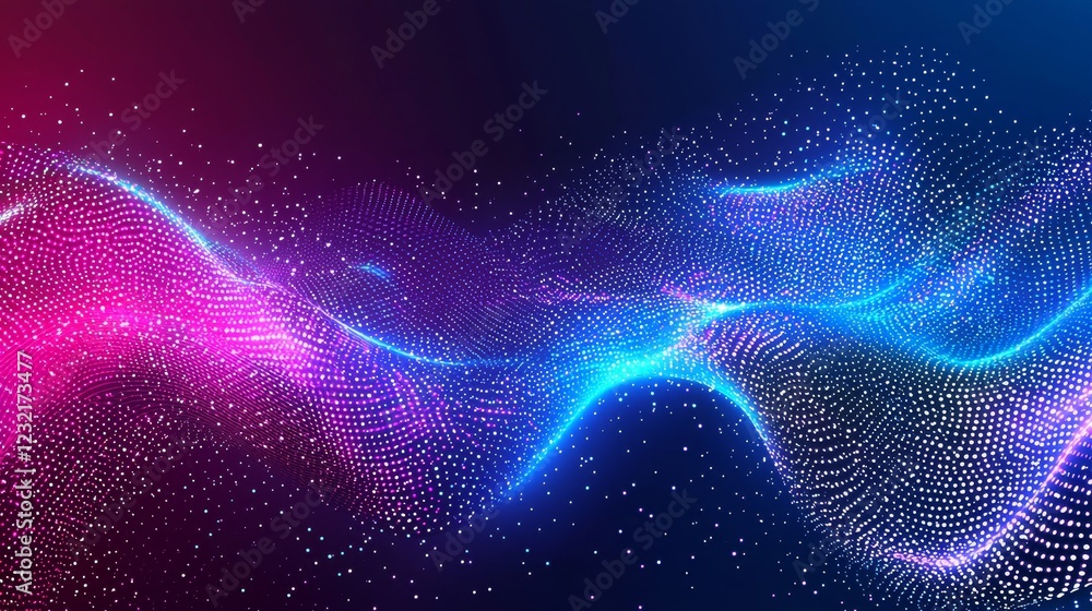 Poster twinkling data streams flowing like rivers in a colorful abstract background