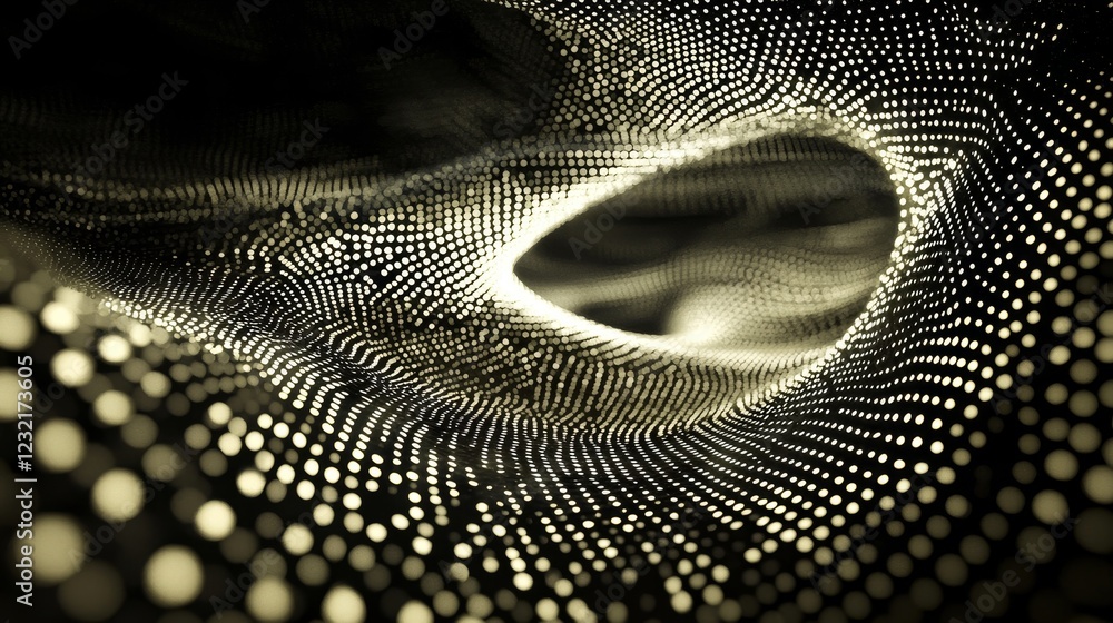 Poster twinkling dots of light dancing against dark background in abstract pattern