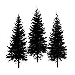 Obraz premium Three Silhouettes Of Tall Evergreen Trees