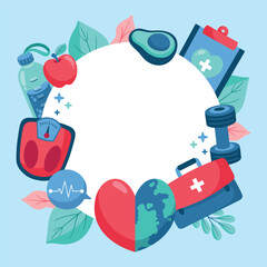 Health and Wellness Icons with Circular Frame