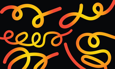 Abstract Gradient Lines Set. Wavy Color Shape Vector Graphic Design. Dynamic Geometric Pattern. Background with Color Waves. Illustration of Squiggle Rainbow Ribbons 