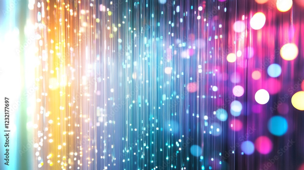 Poster vibrant light patterns shimmer in dynamic displays during a colorful digital backdrop