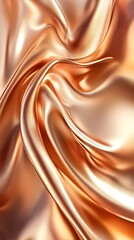 Fototapeta premium Rose Gold Drape: Luxurious rose gold fabric elegantly drapes and swirls, creating a captivating abstract image with rich textures and shimmering highlights.