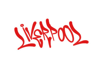 sprayed graffiti letters LIVERPOOL in red © frawwws