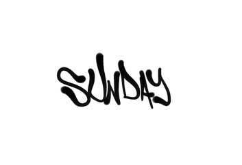 sprayed graffiti letters SUNDAY in black