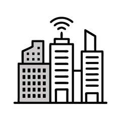 Smart City concept. Skyscraper with WiFi Signal. line style