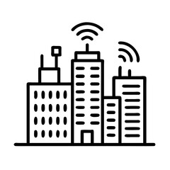 Smart City concept. Skyscraper with WiFi Signal. line style