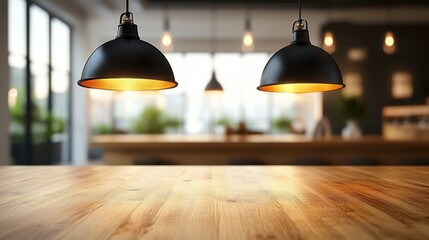 Obraz premium Experience the warm ambiance of a cozy hospitality space, featuring soft lighting on a rustic wood table Perfect for intimate gatherings, romantic dinners, or simply unwinding with a drink The