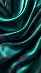 Obraz premium Emerald Silk Drape: A captivating abstract photograph featuring a luxurious, deep emerald green silk fabric draped in soft, flowing folds, creating a stunningly elegant and textural design.