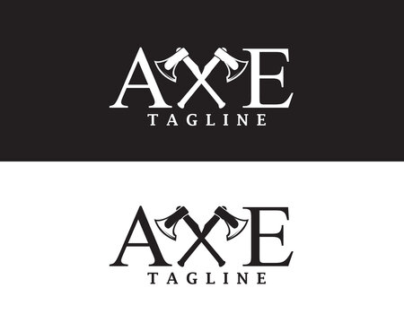 creative two crossed axes that blend with the font and logo design
