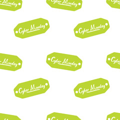 Bright green tags with Cyber Monday text create a festive pattern for online shopping events
