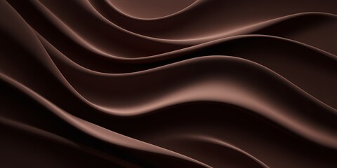 Obraz premium Smooth Brown Silk Fabric Waves Close-up. Close-up of luxurious, smooth brown silk fabric with flowing, wavy patterns. The elegant folds and curves create a sense of motion and texture.