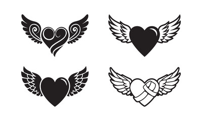 Obraz premium Four Winged Heart Designs for Graphic Use