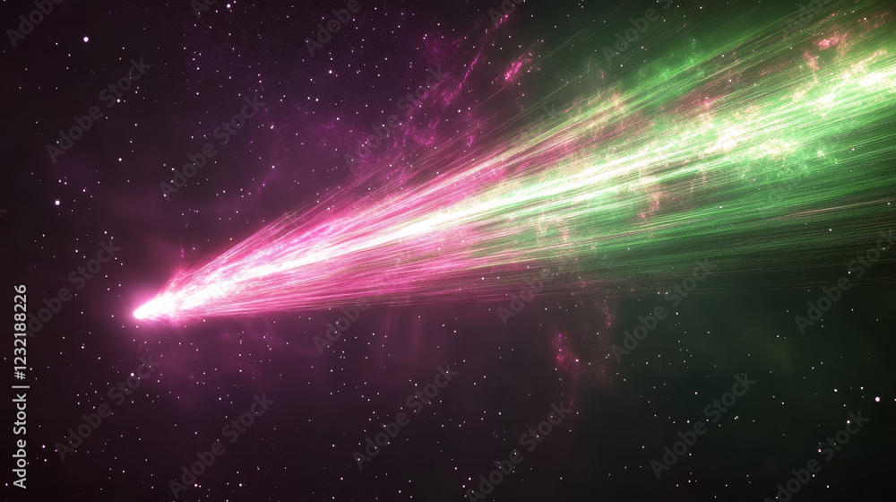 Aufkleber celestial objects - asteroids or comets streaking across space with vibrant fire tails. realistic 3d