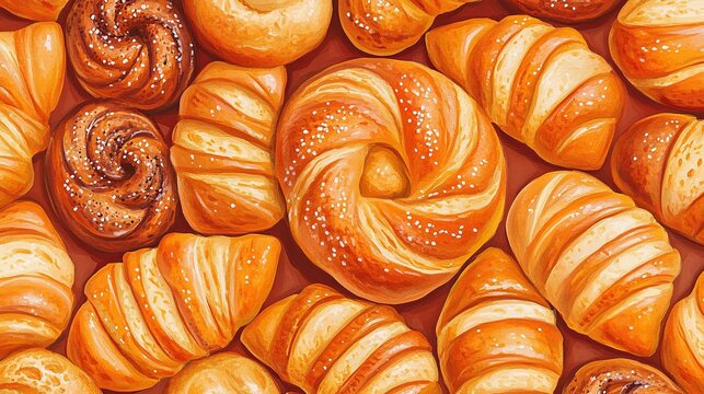 Delicious pastries, bakery, overhead, textured background, food design