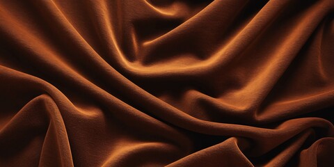 Fototapeta premium Golden Brown Satin Fabric Abstract Texture. Luxurious and captivating golden-brown satin fabric background. Its intricate folds and shimmering texture create a sense of elegance and richness.