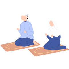 Hand drawn illustration of muslim praying