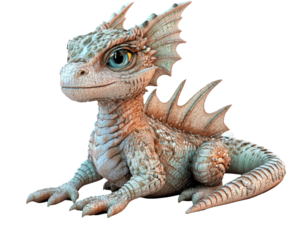 Adorable Baby Dragon Digital Rendering Pastel Colors Whimsical F