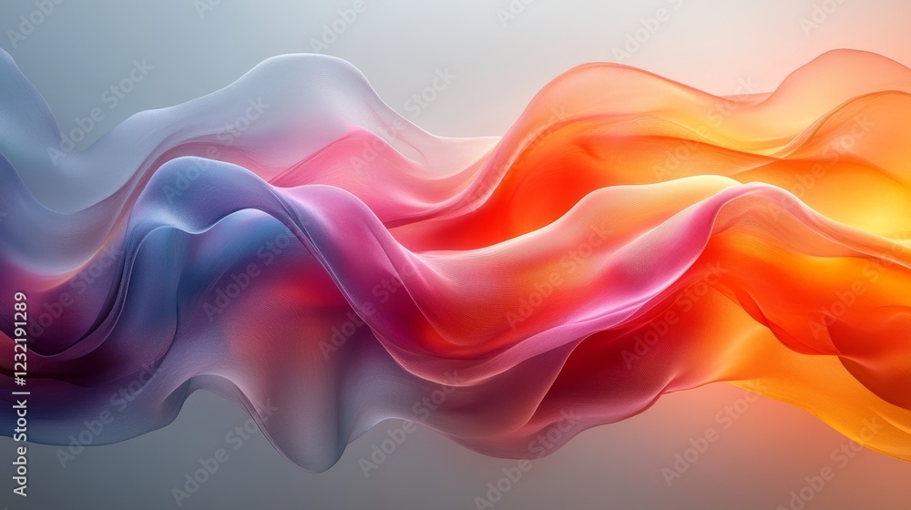 Poster colorful abstract waves are flowing smoothly, creating a beautiful gradient design with a vibrant co