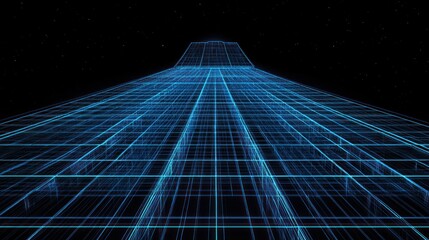 Futuristic highway vanishing point, night sky background, digital art, website banner