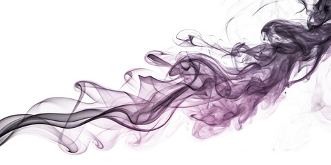 Fototapeta premium Elegant purple and black smoke swirling on a black backdrop, creating a smooth, ethereal wave pattern.