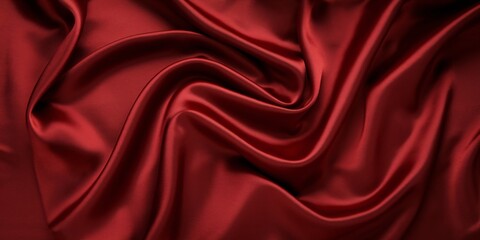Fototapeta premium Luxurious Red Satin Fabric. Close-up of draped, shiny red satin fabric. The smooth texture and rich color create luxury and elegance. Perfect for backgrounds, fashion, and design projects.