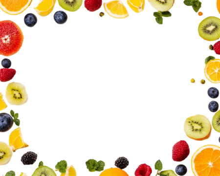Colorful Frame Of Fresh Fruits On Black Background