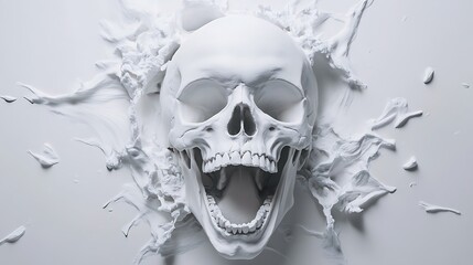 Erupting Skull: A Monochrome Masterpiece of Death and Decay