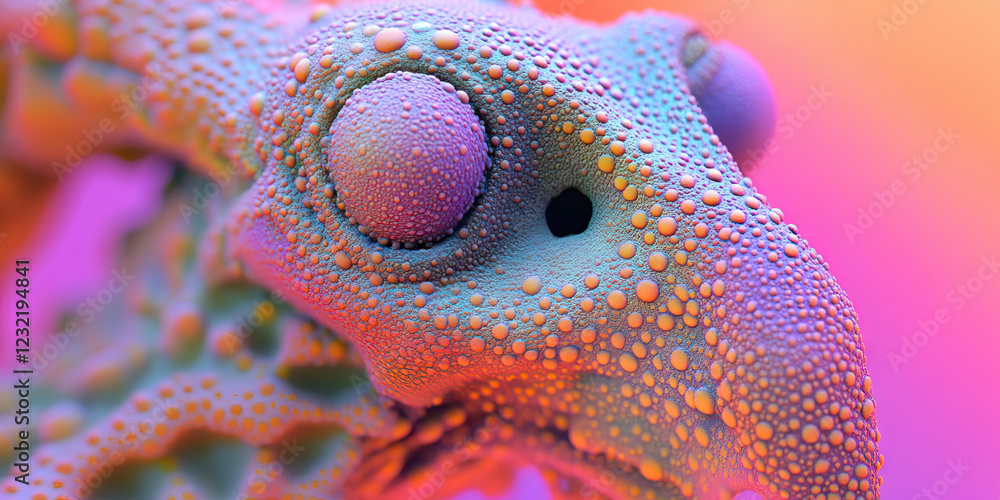 Poster abstract form with spherical protrusions and textured surface