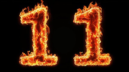 Fire number 11 display digital art dark background creative concept artistic viewpoint