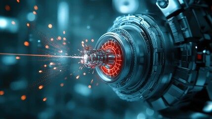 High-Tech Futuristic Energy Core with Neon Glow and Sparks