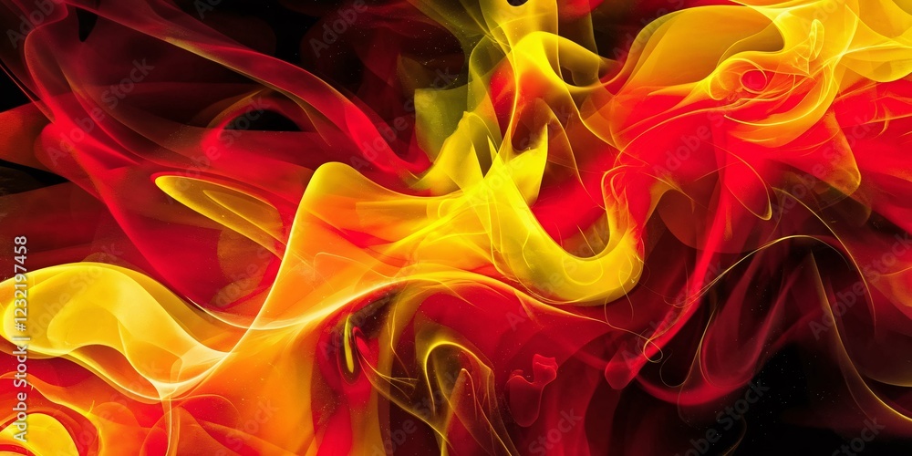 Poster abstract liquid fire waves background texture. modern fluid art background featuring smooth wavelike