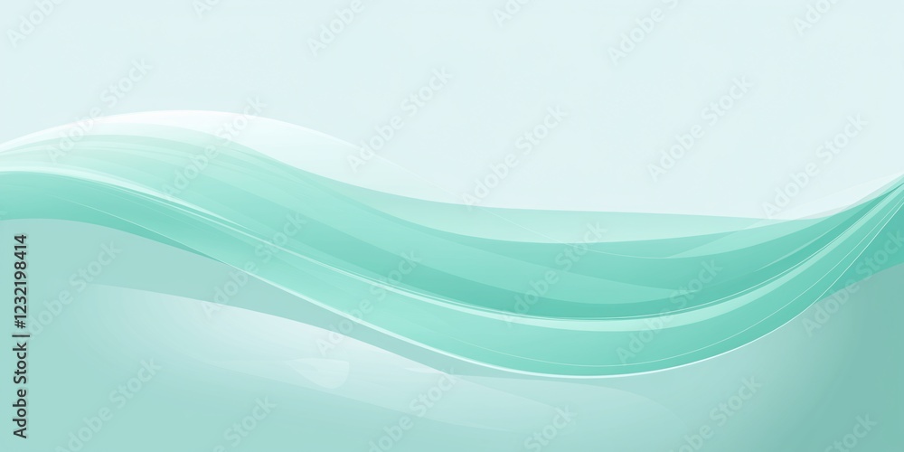 Aufkleber ethereal flowing waves in soft teal and white. a modern textured background featuring flowing waves 