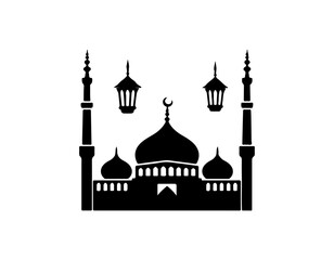 Ramadan mubarak mosque and elements set collection