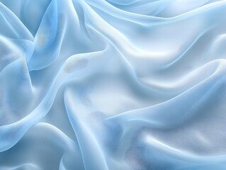 Obraz premium Abstract Blue Chiffon Fabric: A gentle, flowing abstract texture of soft blue chiffon fabric, captured in a close-up. The delicate, draped folds create a captivating interplay of light and shadow.