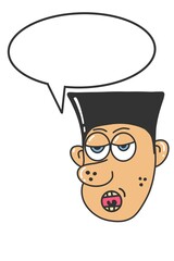 吹き出し付きの顔　開いた口