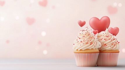 cute cupcakes with heart-shaped sprinkles