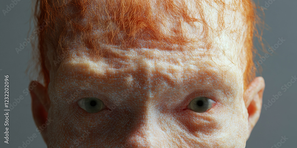 Aufkleber digital render of a face with overlayed network