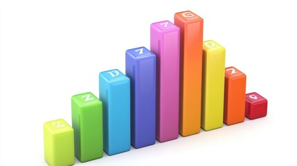 Financial bar graphs, success and growth concept, surreal style, isolated on white background. 