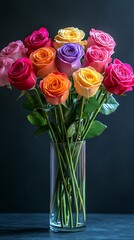 Fototapeta premium bouquet of Colorful roses still life