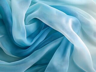 Abstract Blue Chiffon Fabric: A captivating closeup of delicate, flowing blue chiffon fabric, creating a mesmerizing abstract pattern with its soft, ethereal folds.