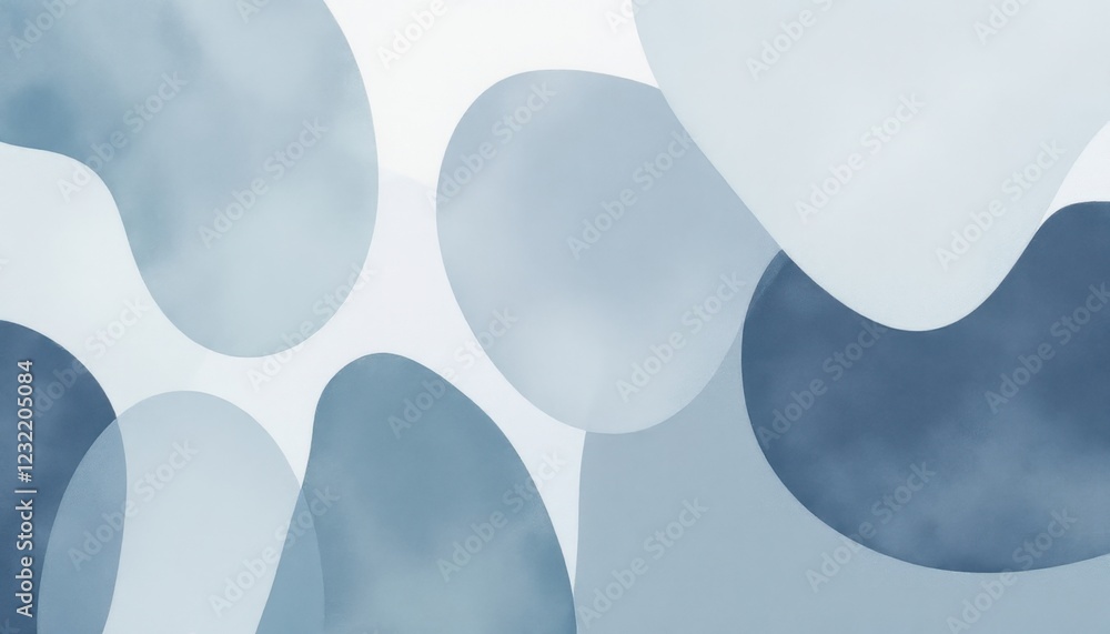 Poster abstract blue and white geometric shapes pattern with soft gradient