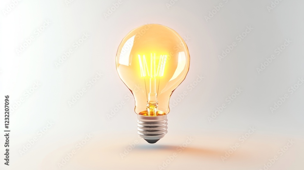 Aufkleber illuminated light bulb with soft glow on minimalistic background