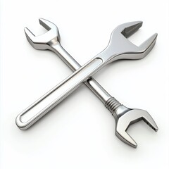 Crossed Wrenches on White Background for Repair and Maintenance Use