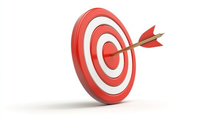 Colorful Target with Arrow Striking Center for Goal Achievement