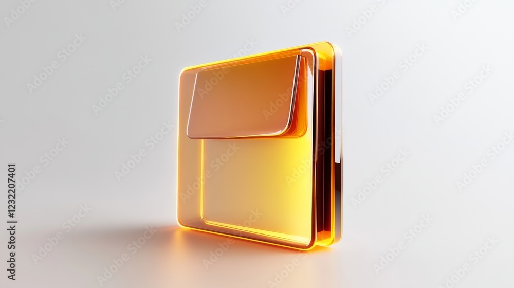 Poster glossy orange icon on a minimalist background with soft shadows