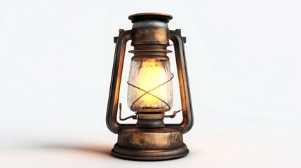 Vintage Oil Lantern with Warm Glow and Rustic Charm in Studio Light