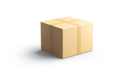 Obraz premium Plain Brown Box with Tape Ready for Shipping or Delivery Use