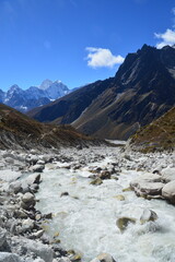 The stunning Himalayan Mountain ranges with snowy  glaciars and breathtaking views of Mount...