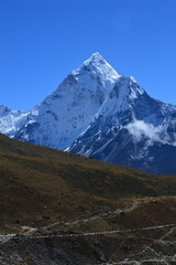 The stunning Himalayan Mountain ranges with snowy  glaciars and breathtaking views of Mount...